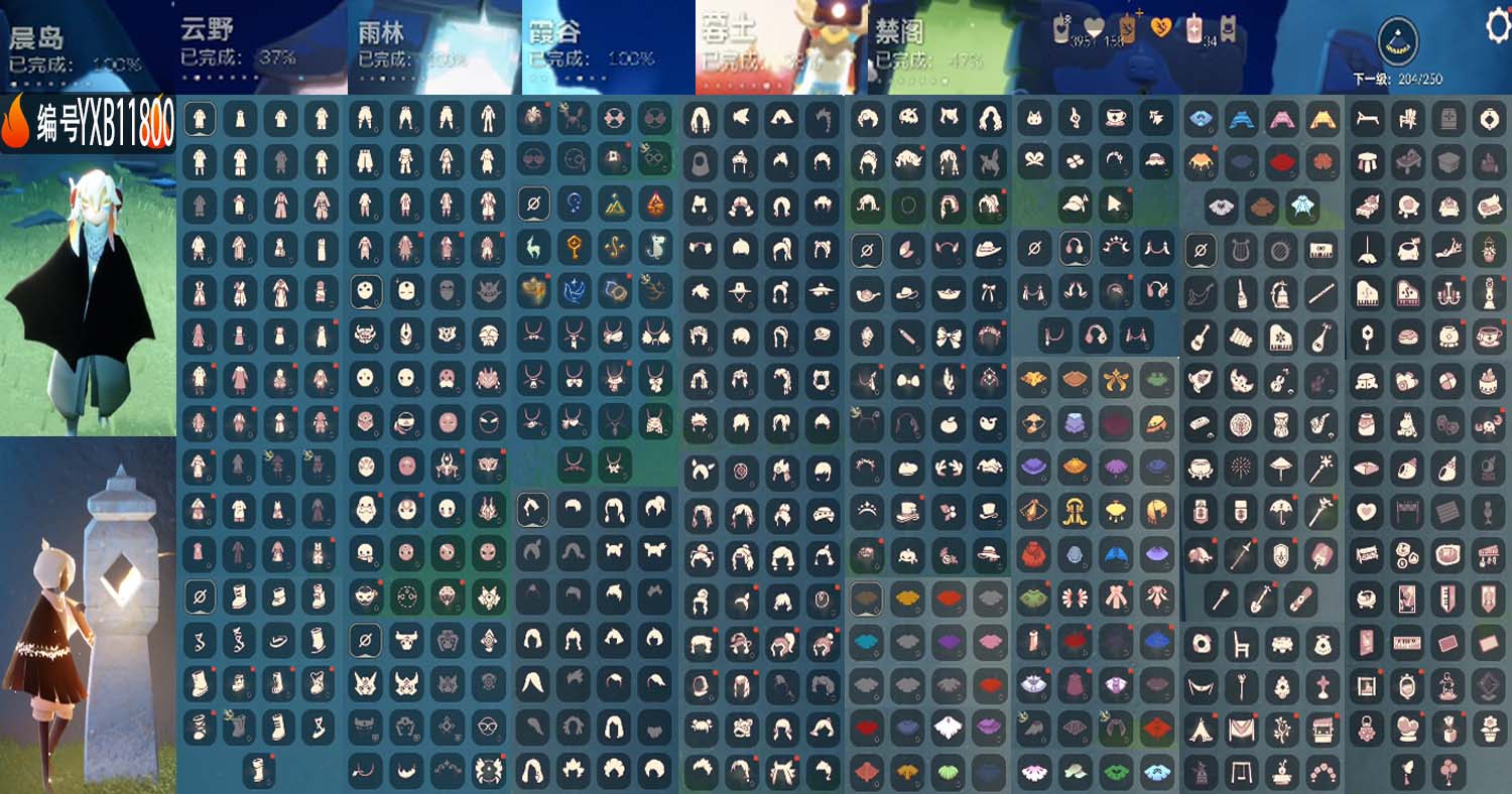 光遇账号安卓官服编号：YXB11800 区服：安卓  翼数量：204季卡数：10
资源：蜡烛3950 爱心158 红蜡34 
已毕业地图：晨岛 雨林 霞谷 
毕业季节：夜行季 拾光季 归巢季 九色鹿季 筑巢季 二重奏